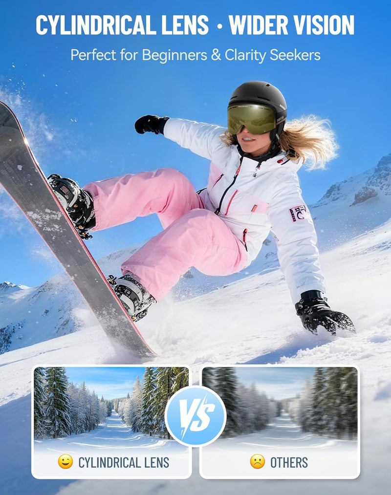 Innerking Ski/Snowboard Goggles OTG for Men Women & Youth - Over Glasses Snow Sports Goggles Anti Fog 100% UV400 Protection - Image 5
